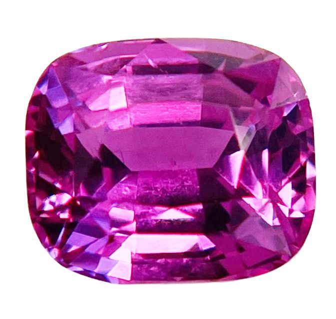 Szafir 5,13 ct, różowy, szlif cushion