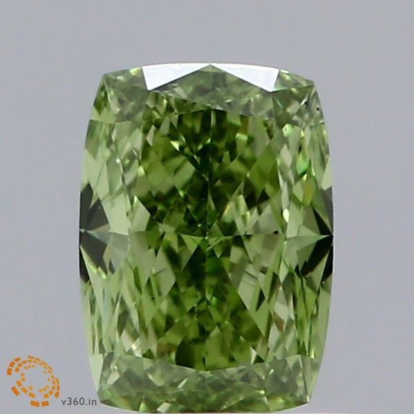 0.64 CT Fancy Vivid Green CUSHION BRILLIANT