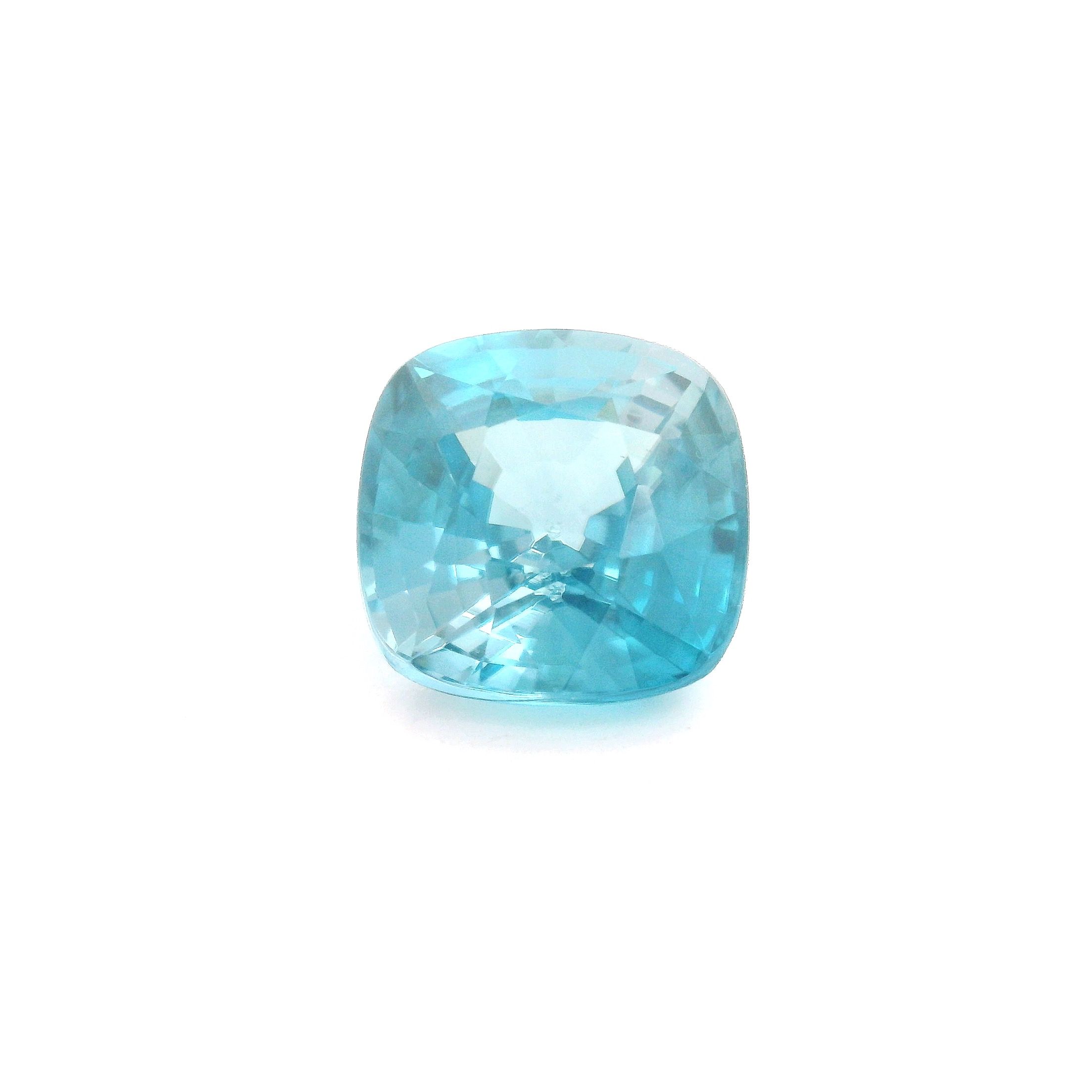 Cyrkon 5,09 ct, niebieski, szlif cushion