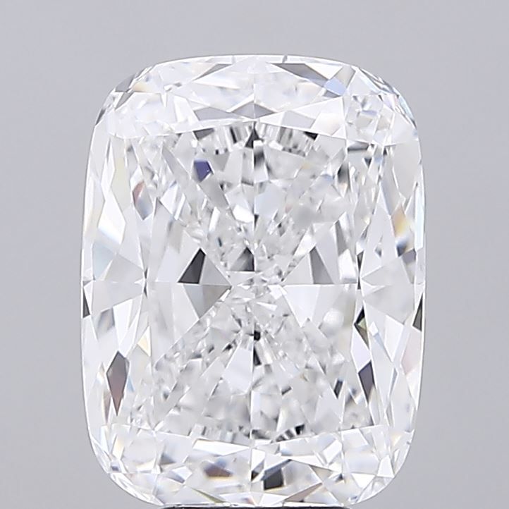 7.14-carat cushion diamond with E color, null cut, and VVS2 clarity.