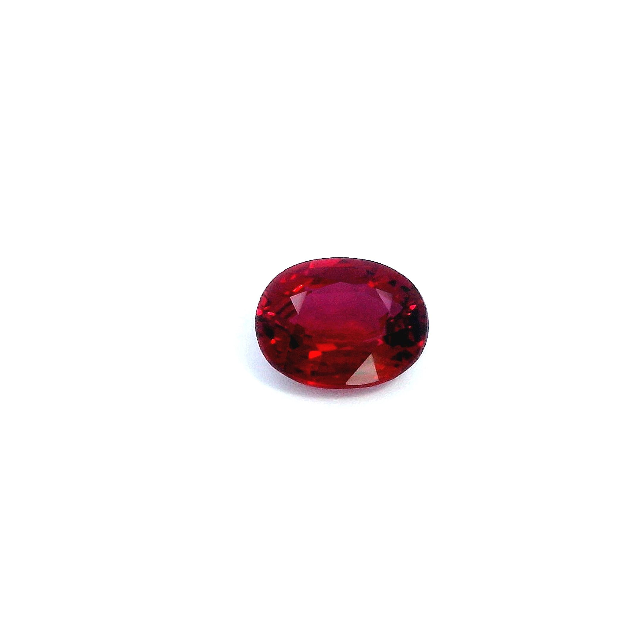 Rubin 1,49 ct, czerwony, szlif owalny