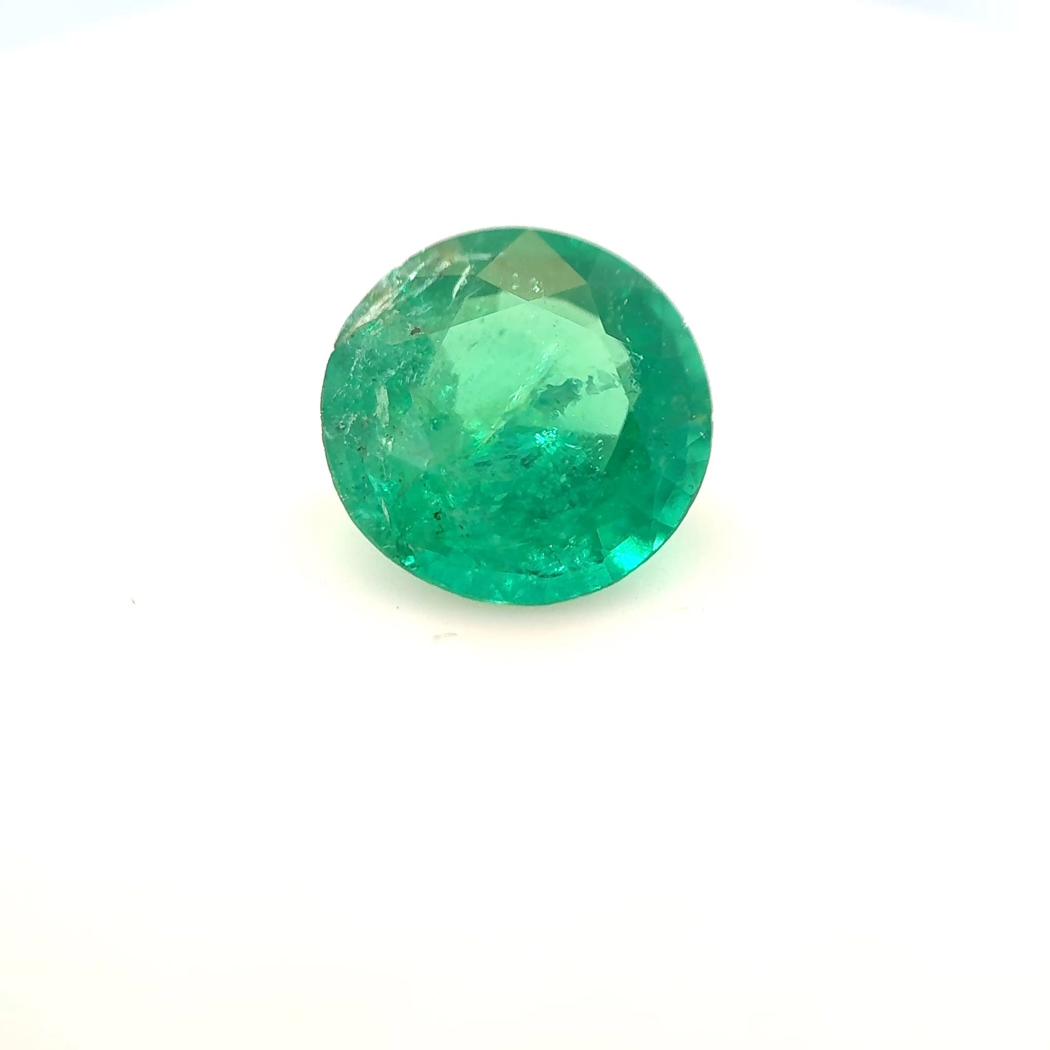 Szmaragd 1,44 ct, zielony, szlif okrągły