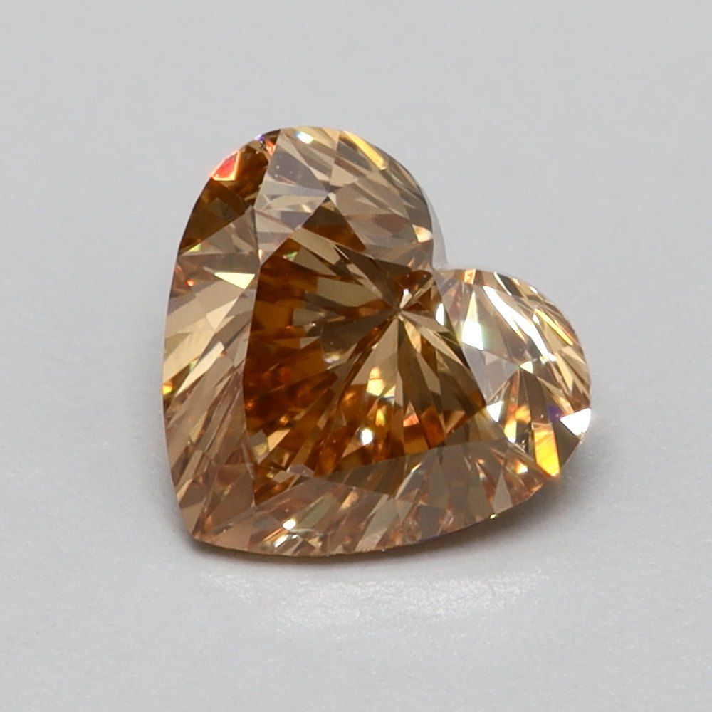 0.48 CT Fancy Vivid Orangey Brown HEART