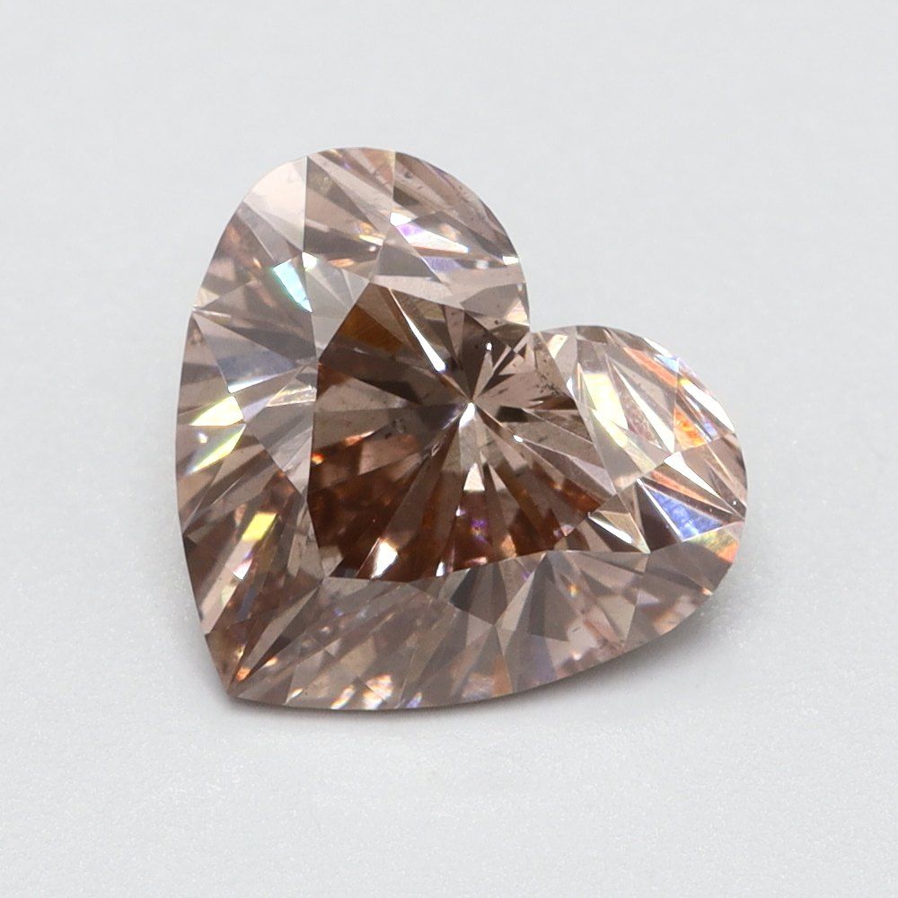 1.02 CT Fancy Vivid Brownish Pink HEART