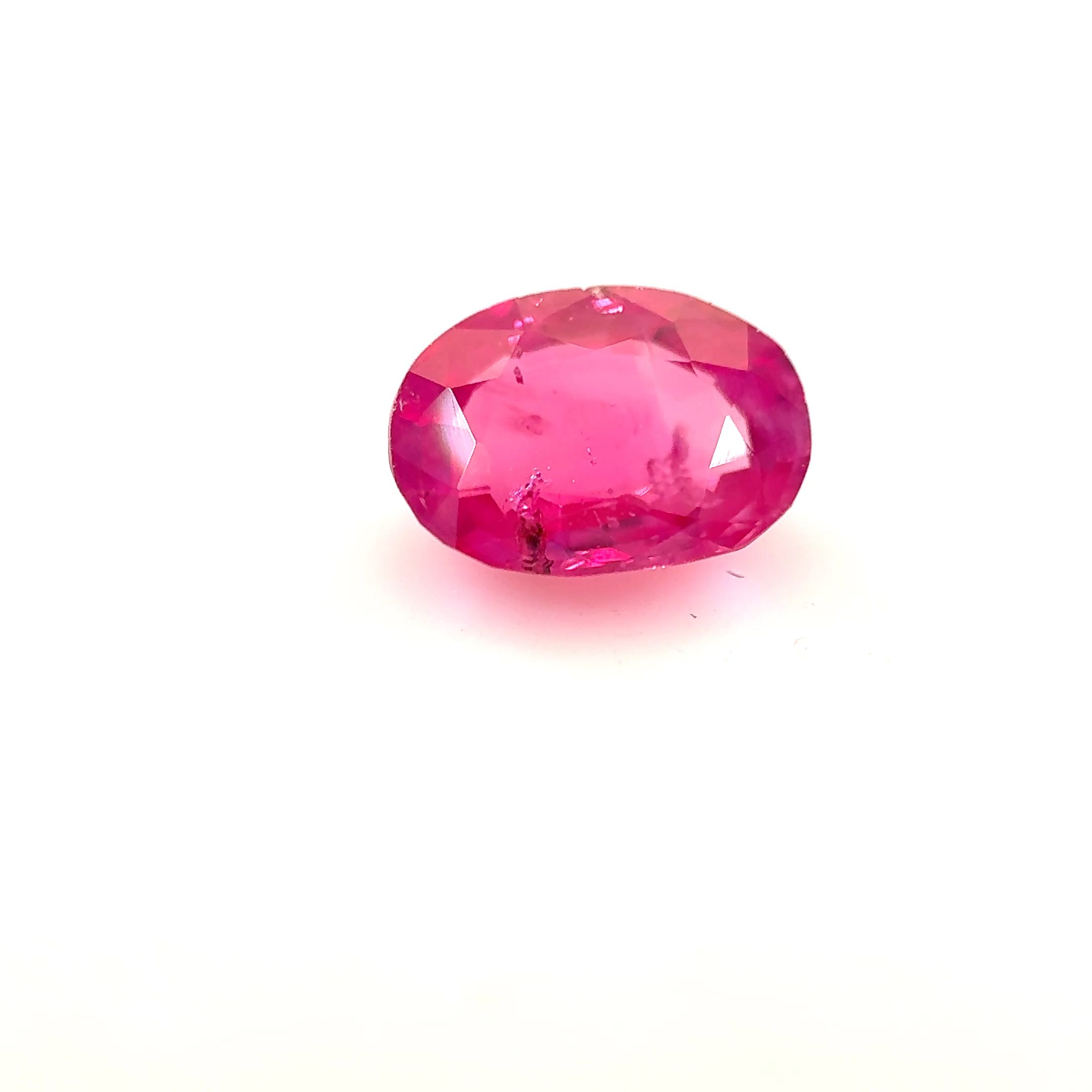 Rubin 1,25 ct, czerwony, szlif owalny