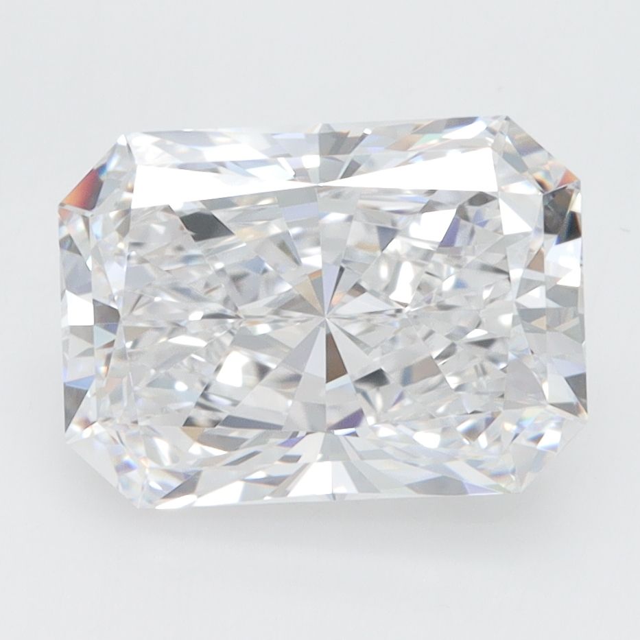 3.28-carat radiant diamond with D color, null cut, and VVS1 clarity.