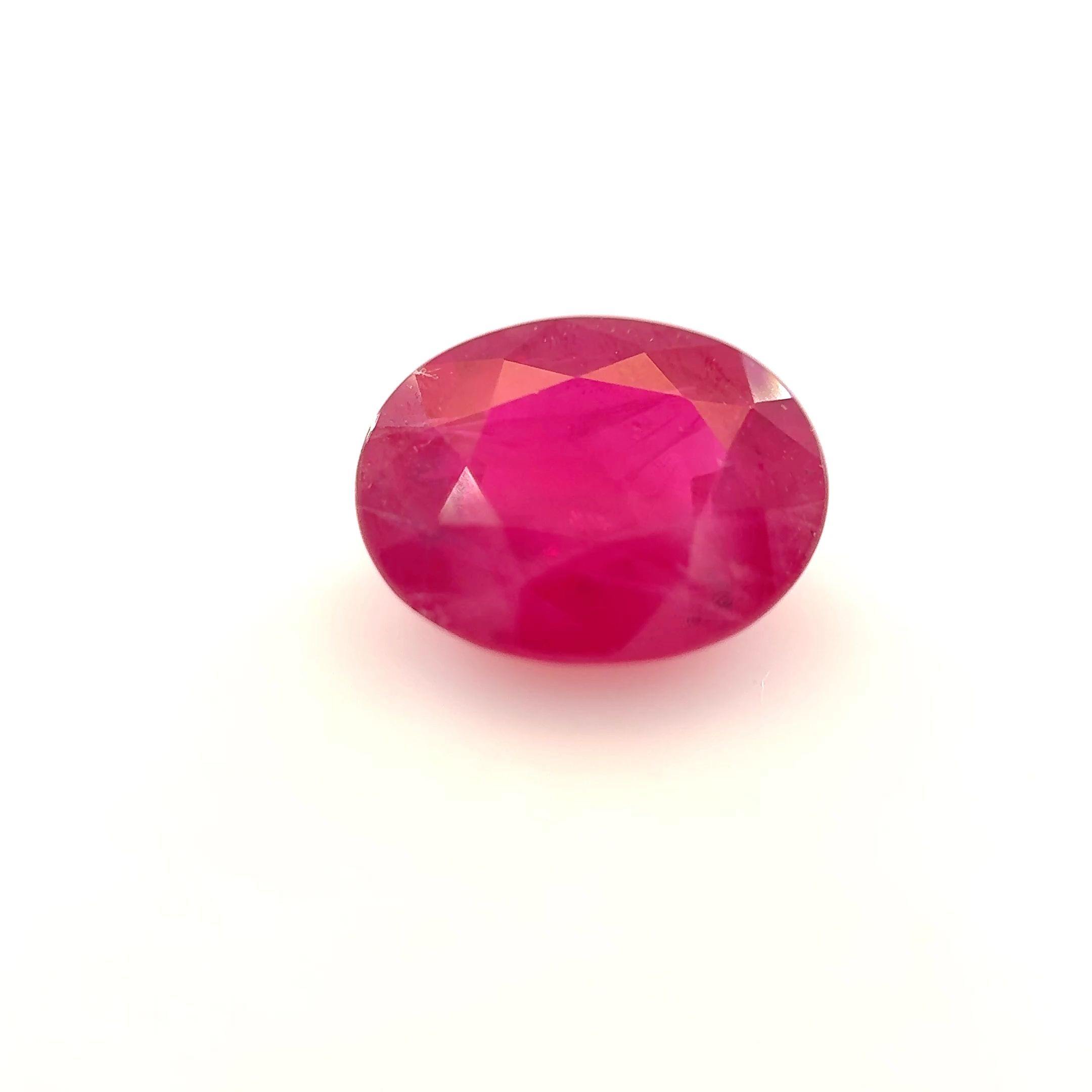Rubin 1,63 ct, czerwony, szlif owalny