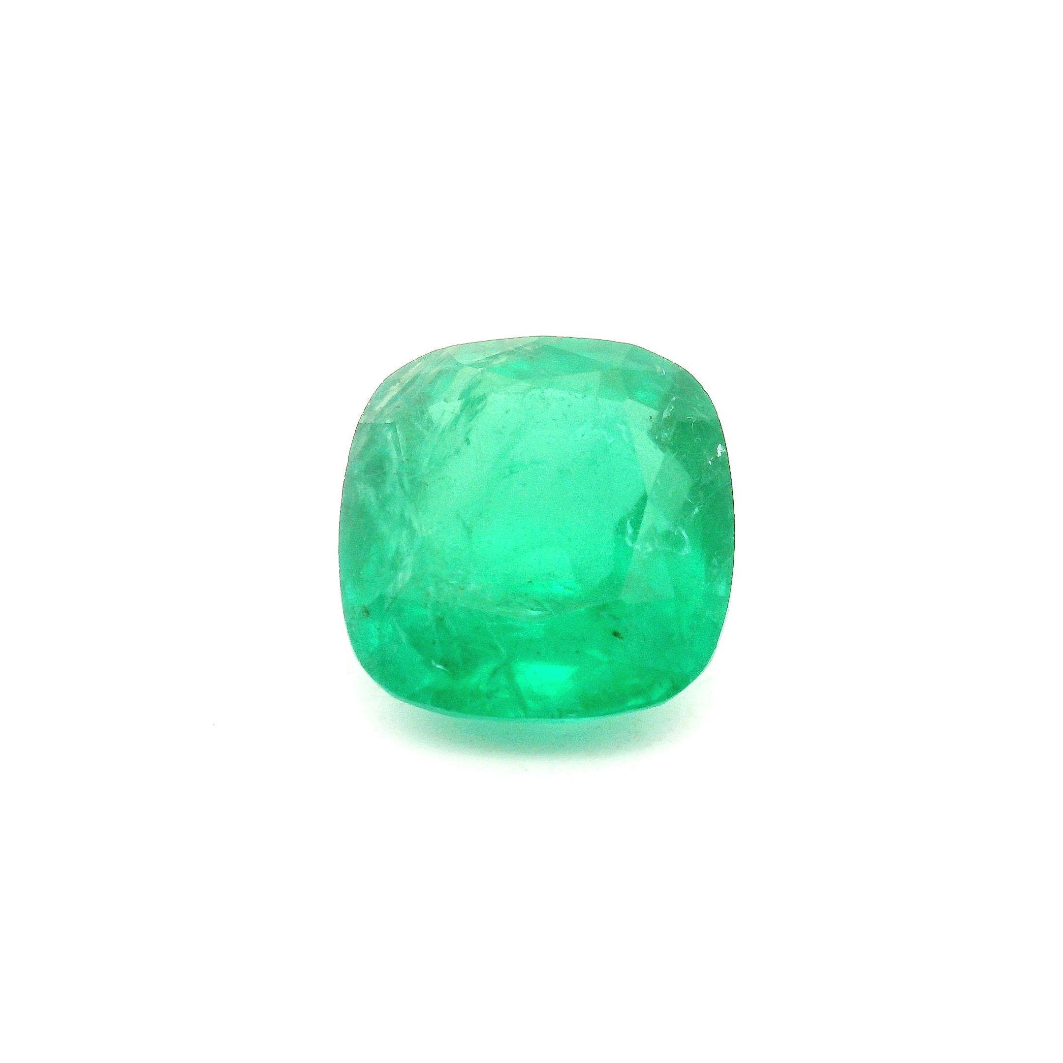 Szmaragd 3,66 ct, zielony, szlif cushion
