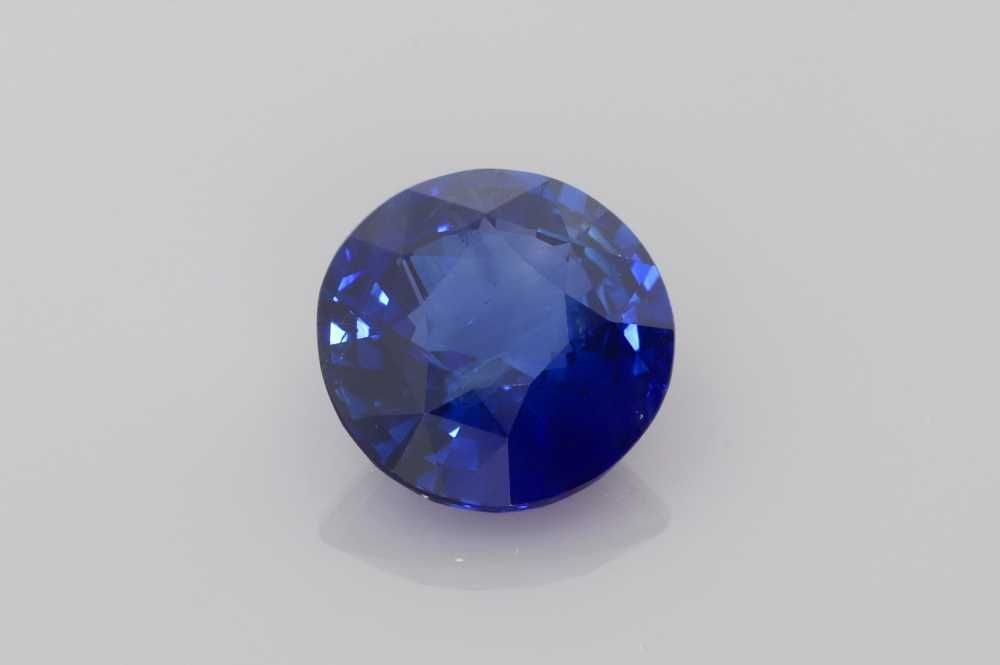 Szafir 5,01 ct, niebieski, szlif okrągły