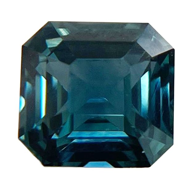 Szafir 2,21 ct, zielony, szlif szmaragdowy