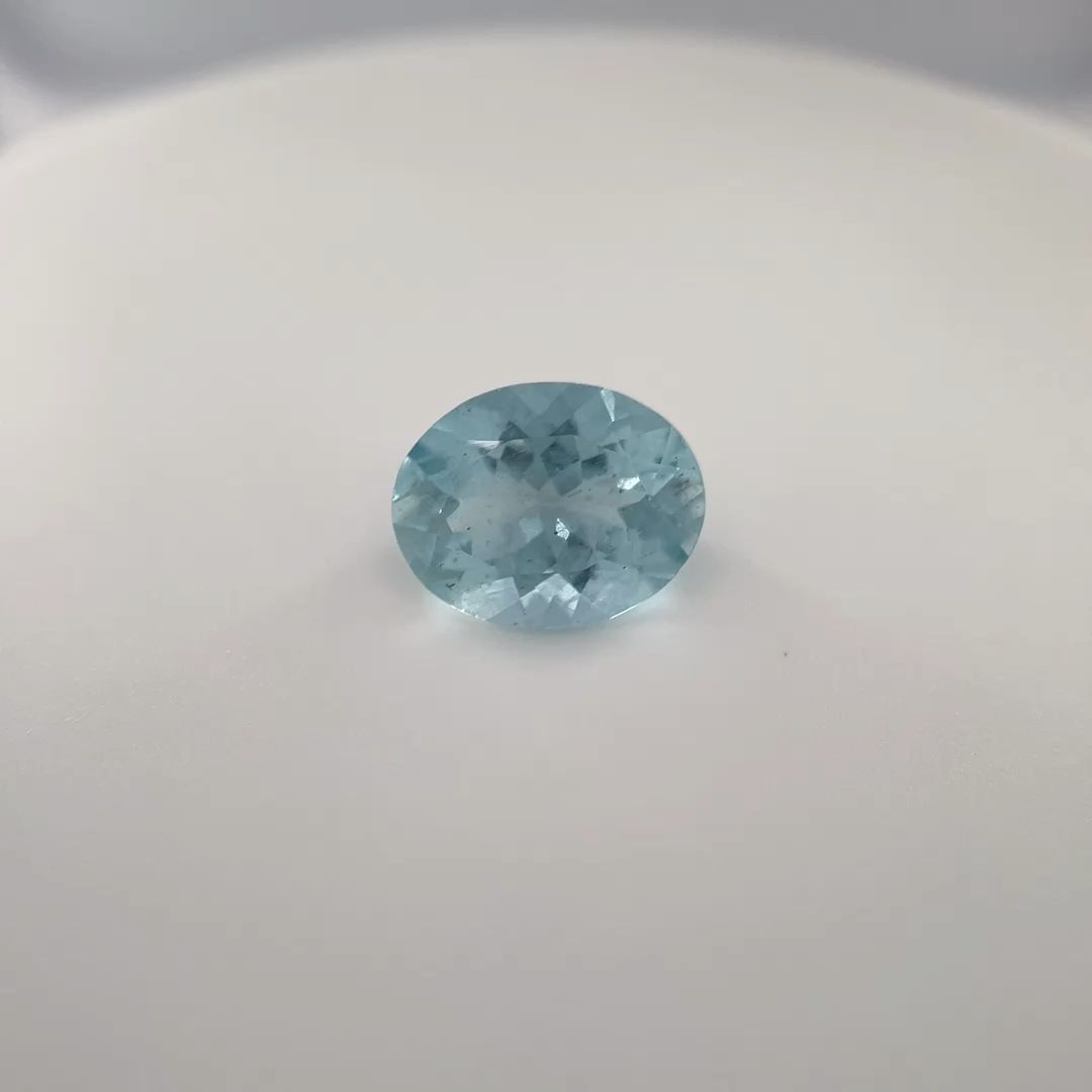 AQUAMARINE FACETED 1.93ct BLUE Medium Intense SI BRAZIL NONE