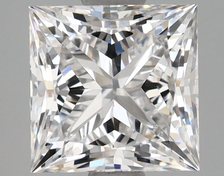 2.13-carat princess diamond with E color, null cut, and VVS2 clarity.