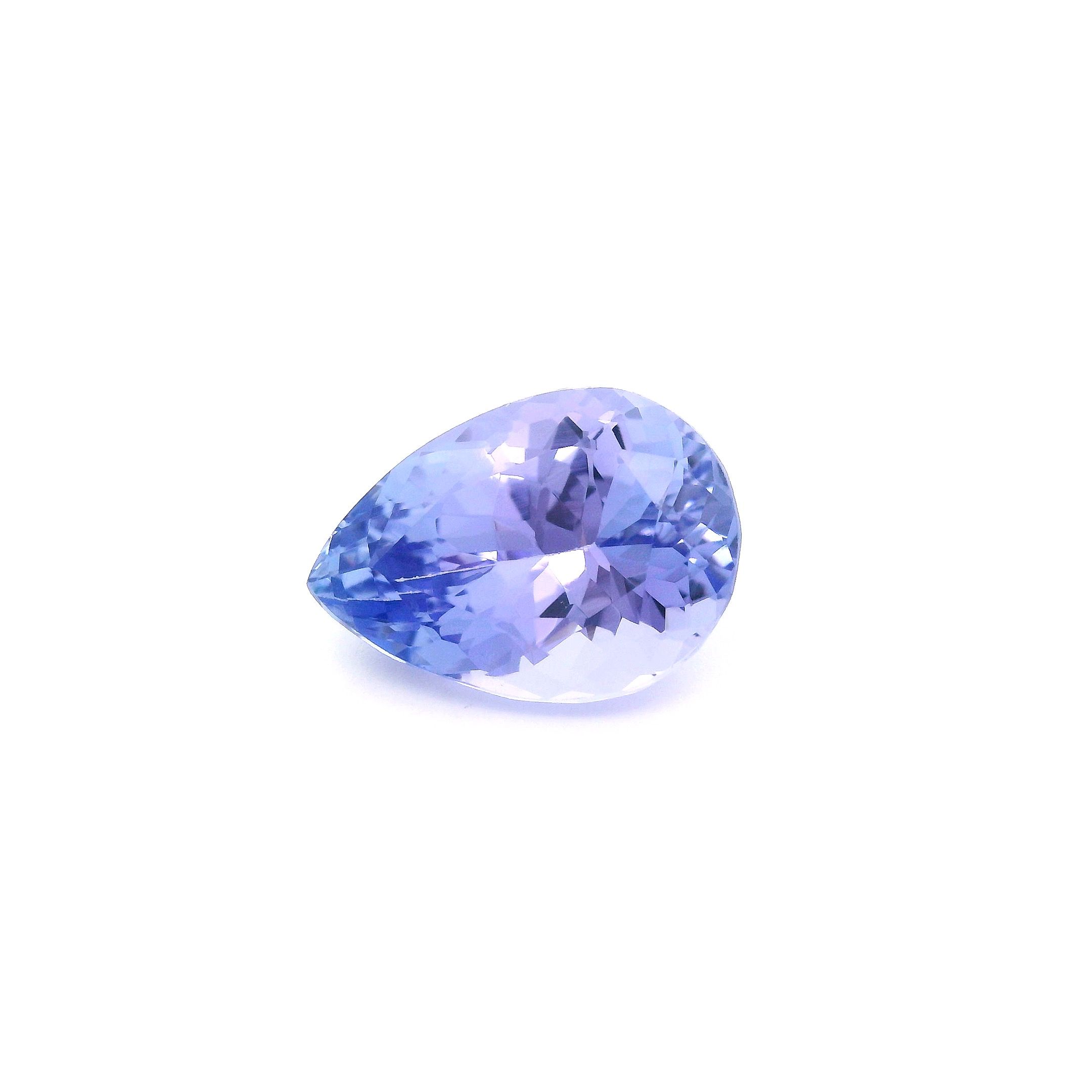 Tanzanit 4,57 ct, niebieski, szlif gruszka