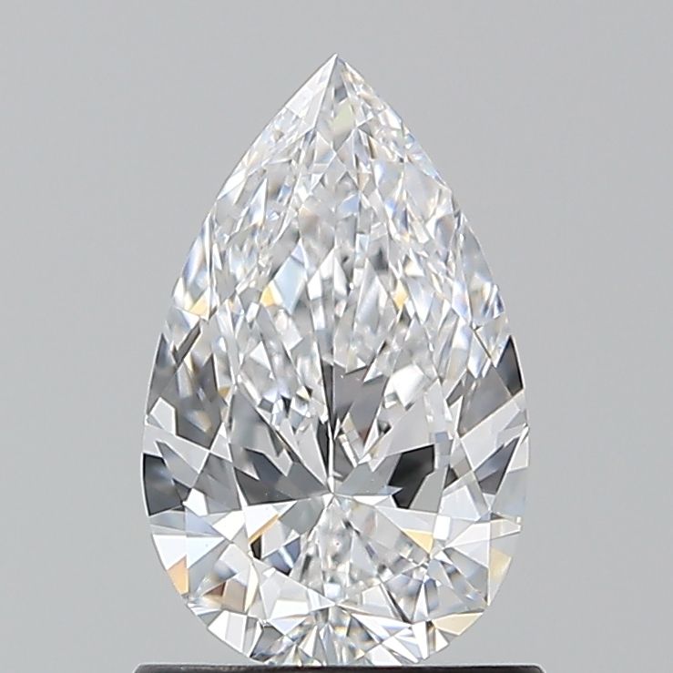 1.01-carat pear diamond with D color, null cut, and VS2 clarity.