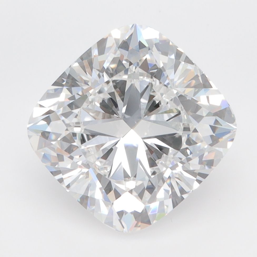 4.08-carat cushion diamond with D color, null cut, and VVS1 clarity.