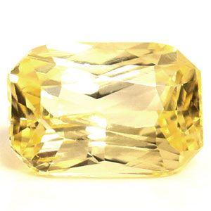 Szafir 1,07 ct, żółty, szlif szmaragdowy