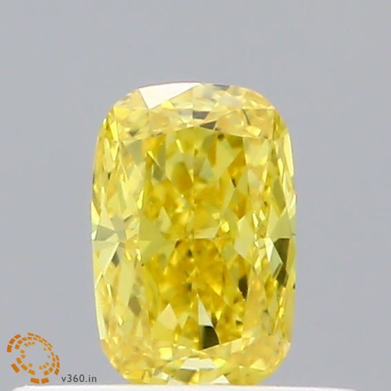 0.37 CT Fancy Vivid Yellow CUSHION BRILLIANT