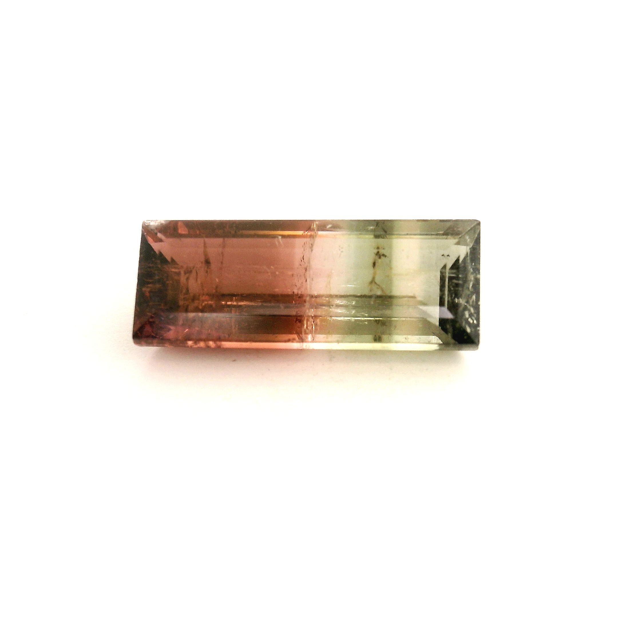 Turmalin 4,13 ct, dwubarwny, szlif prostokątny