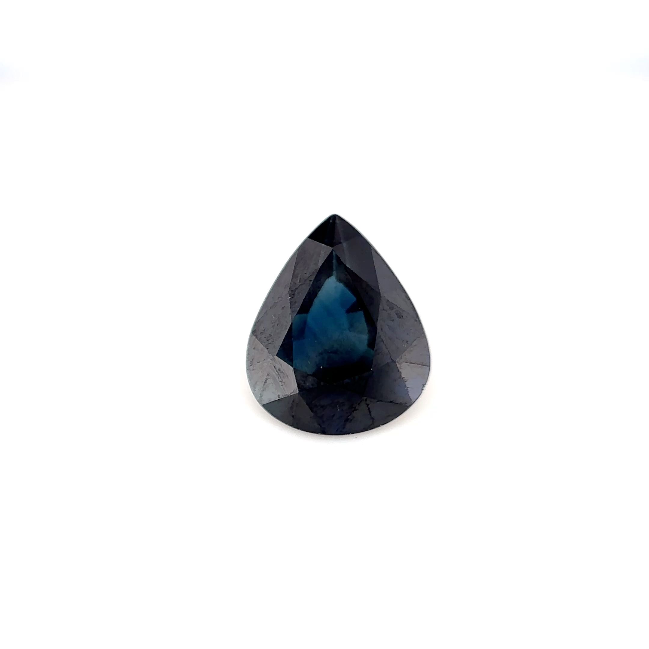 Szafir 3,17 ct, niebieski, szlif gruszka