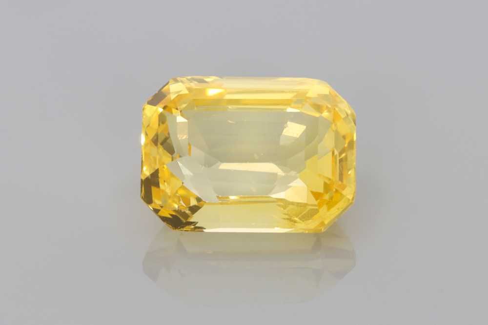 Szafir 5,06 ct, żółty, szlif szmaragdowy