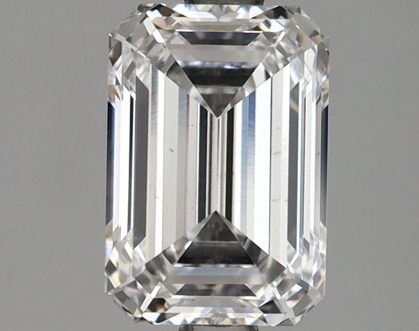 2.05-carat emerald diamond with E color, null cut, and VS2 clarity.