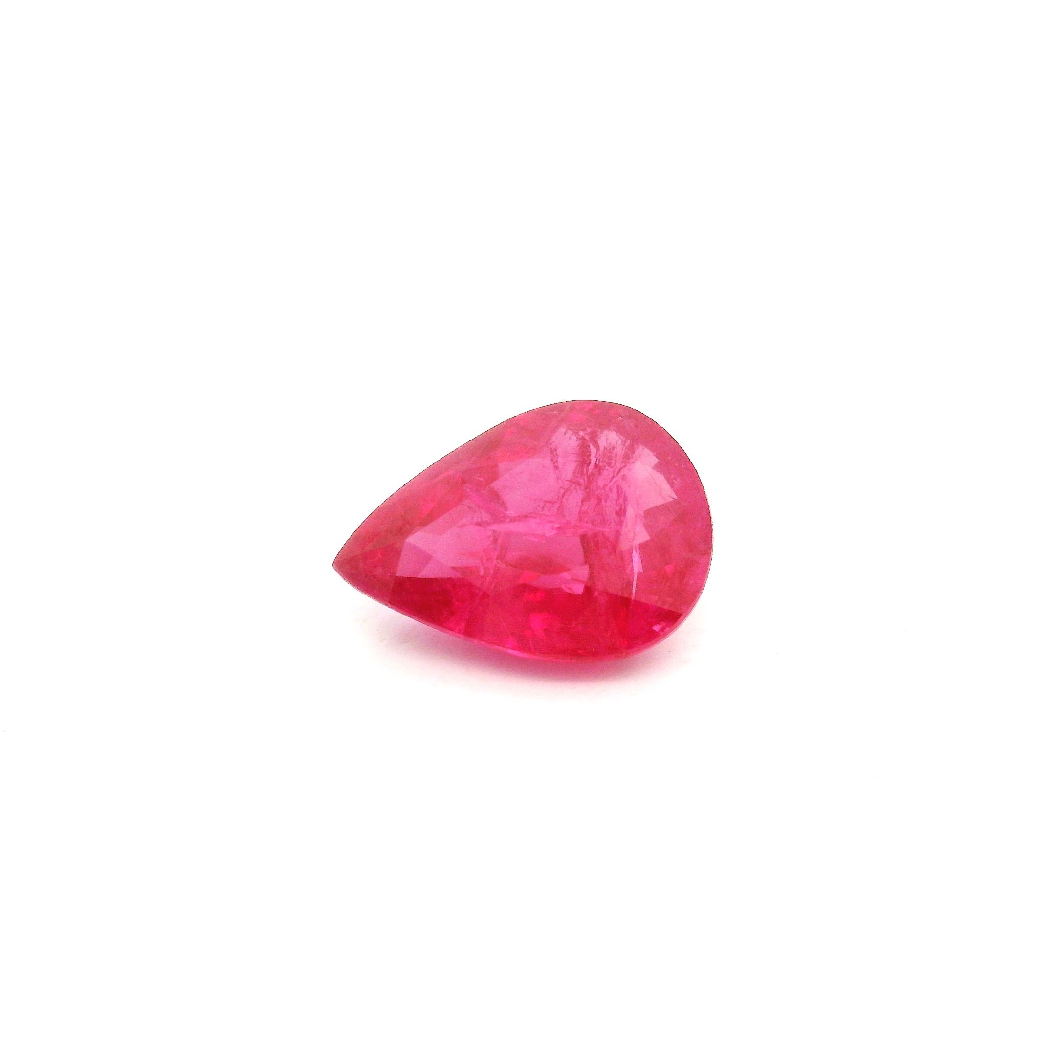 Rubin 1,80 ct, czerwony, szlif gruszka