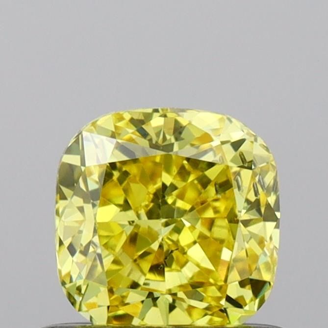 0.63 CT Fancy Vivid Yellow CUSHION BRILLIANT