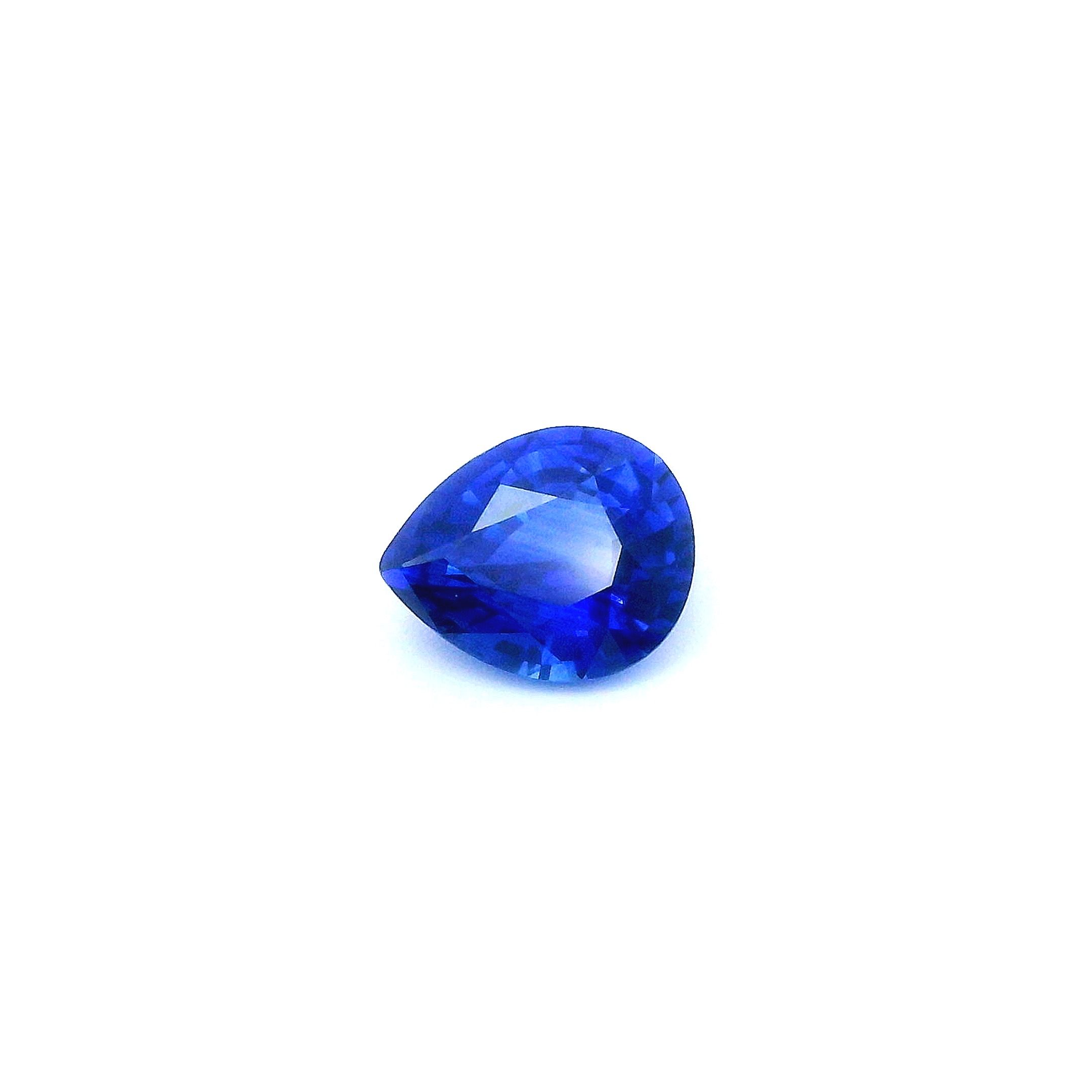 Szafir 1,28 ct, niebieski, szlif gruszka