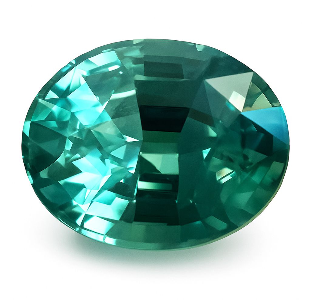 Szafir 6,96 ct, zielony, szlif owalny
