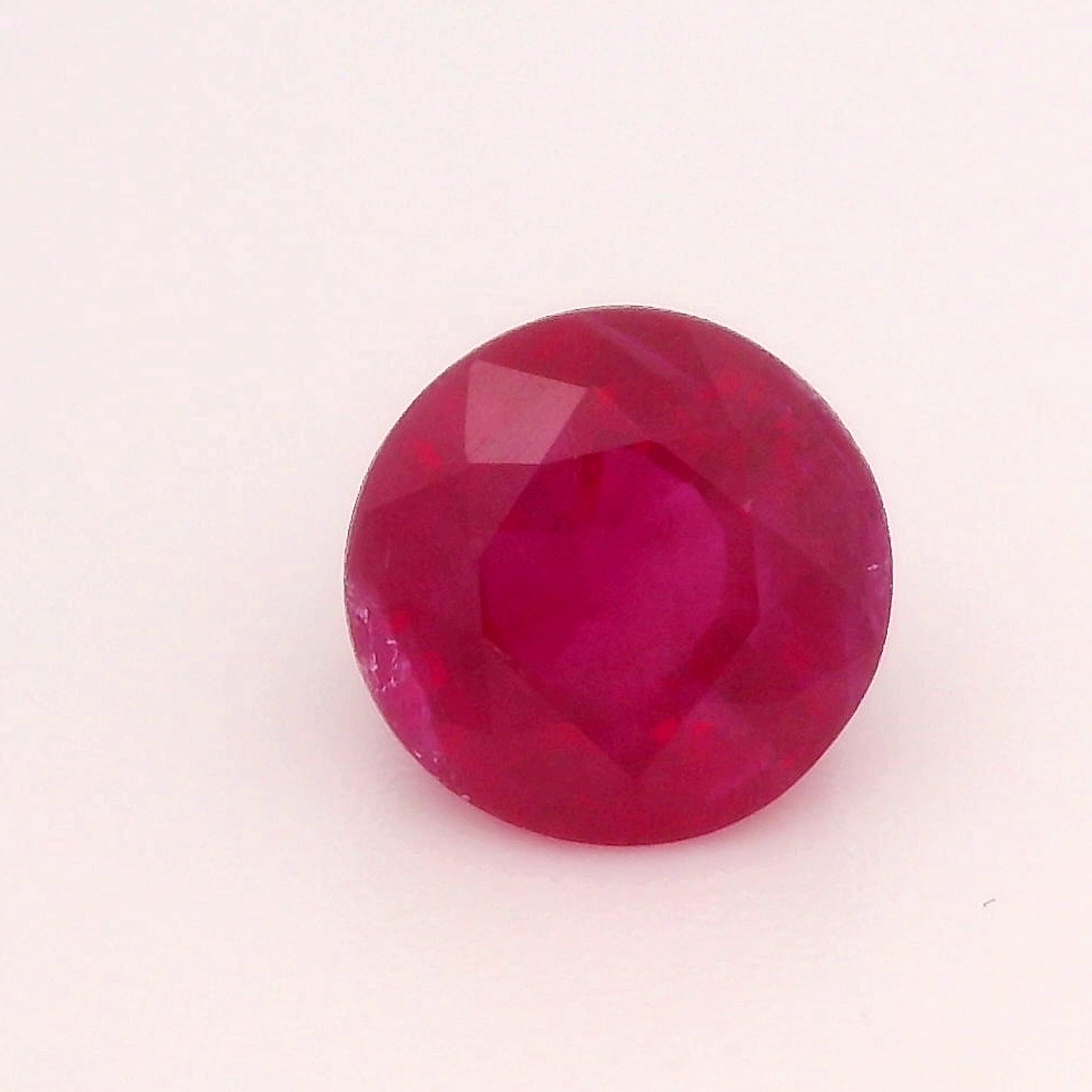 Rubin 1,21 ct, czerwony, szlif okrągły