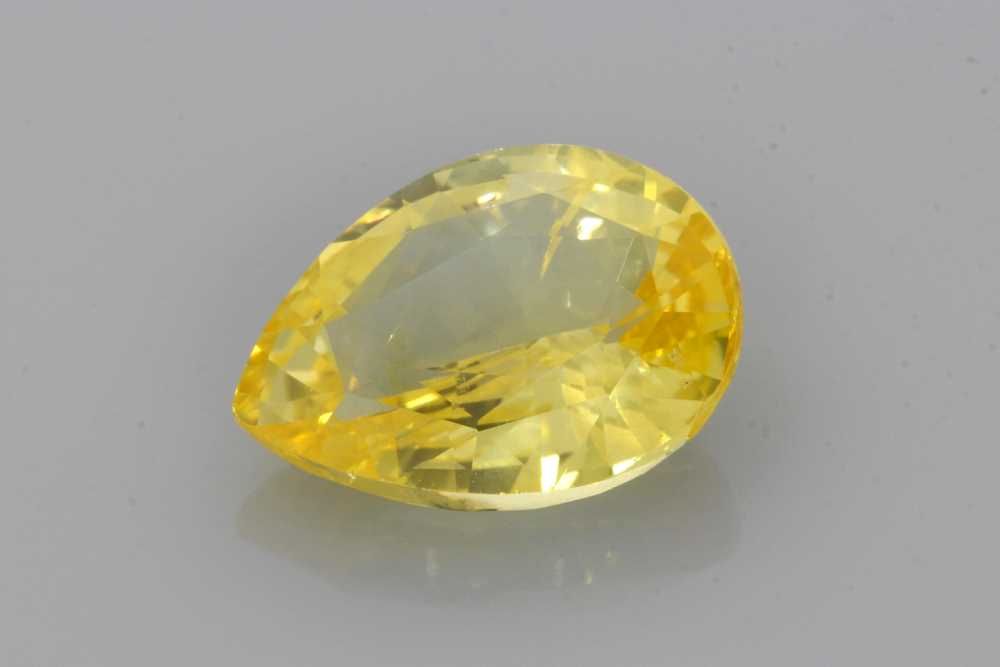 Szafir 4,99 ct, żółty, szlif gruszka