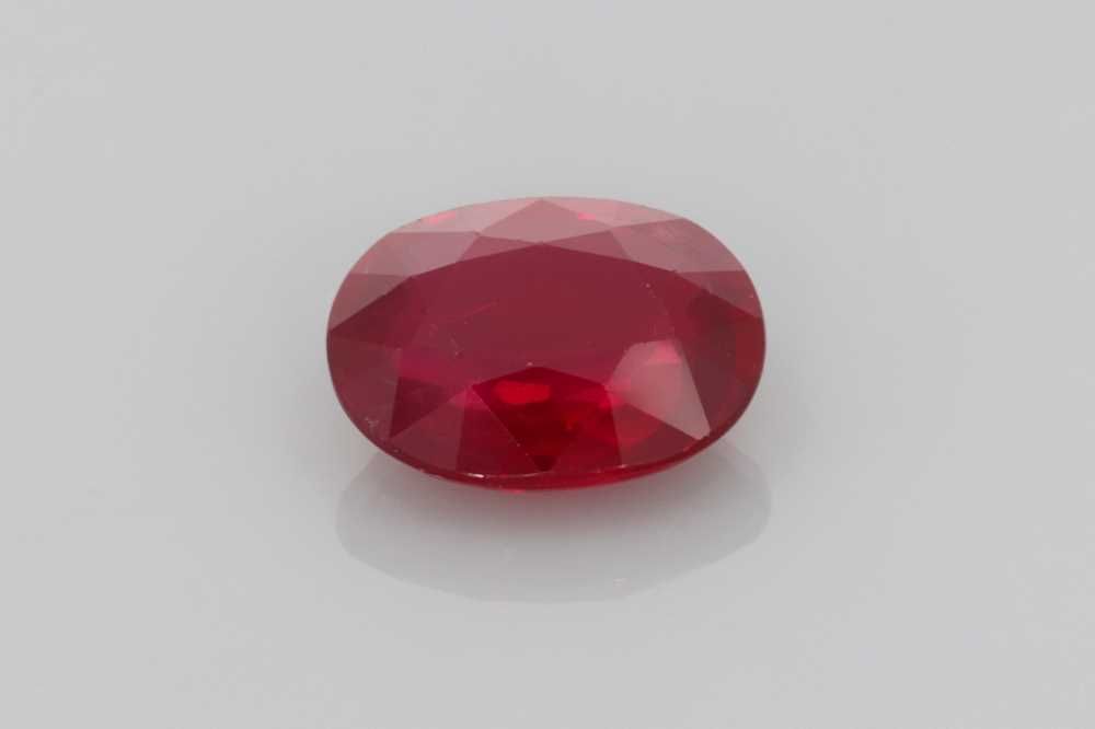 1.70 Carat Vivid Red Oval Ruby