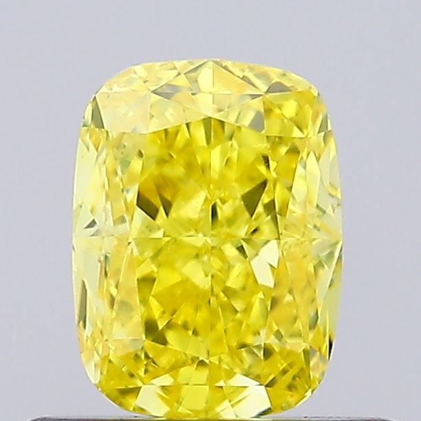 0.6 CT Fancy Vivid Yellow CUSHION BRILLIANT