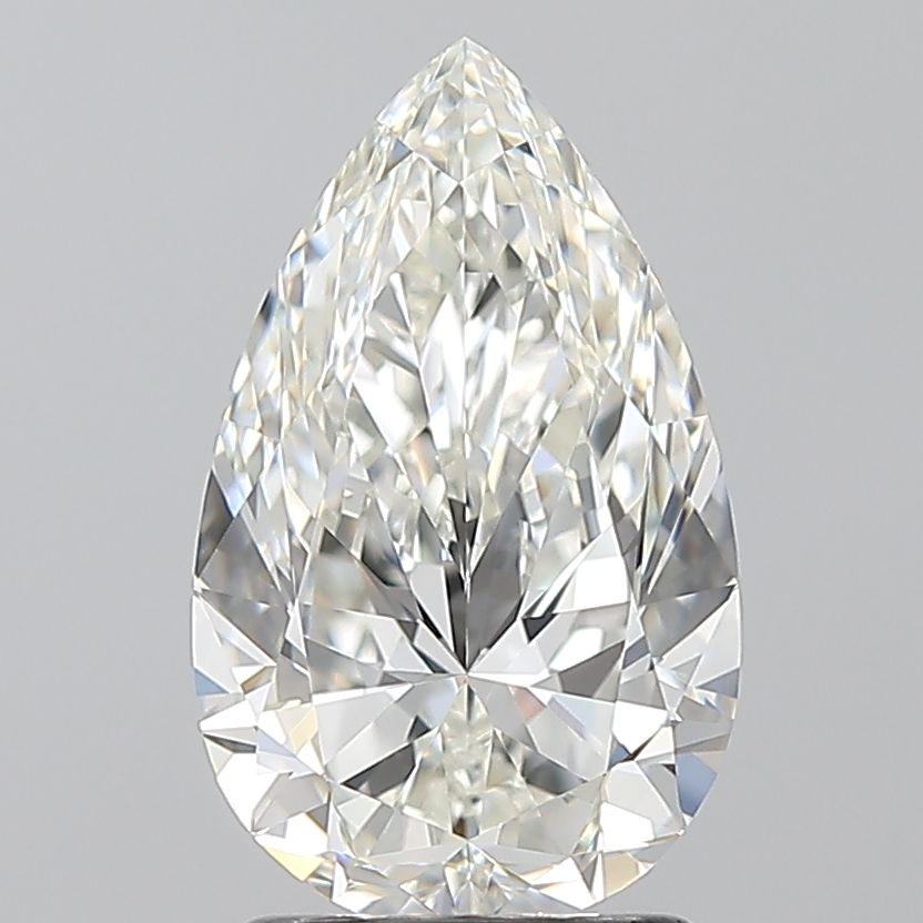 2.01-carat pear diamond with H color, null cut, and VVS1 clarity.