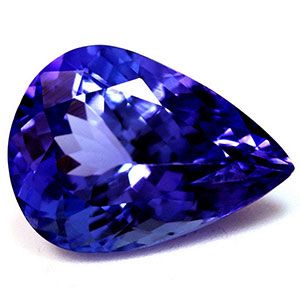 Tanzanit 3,85 ct, niebieski, szlif gruszka