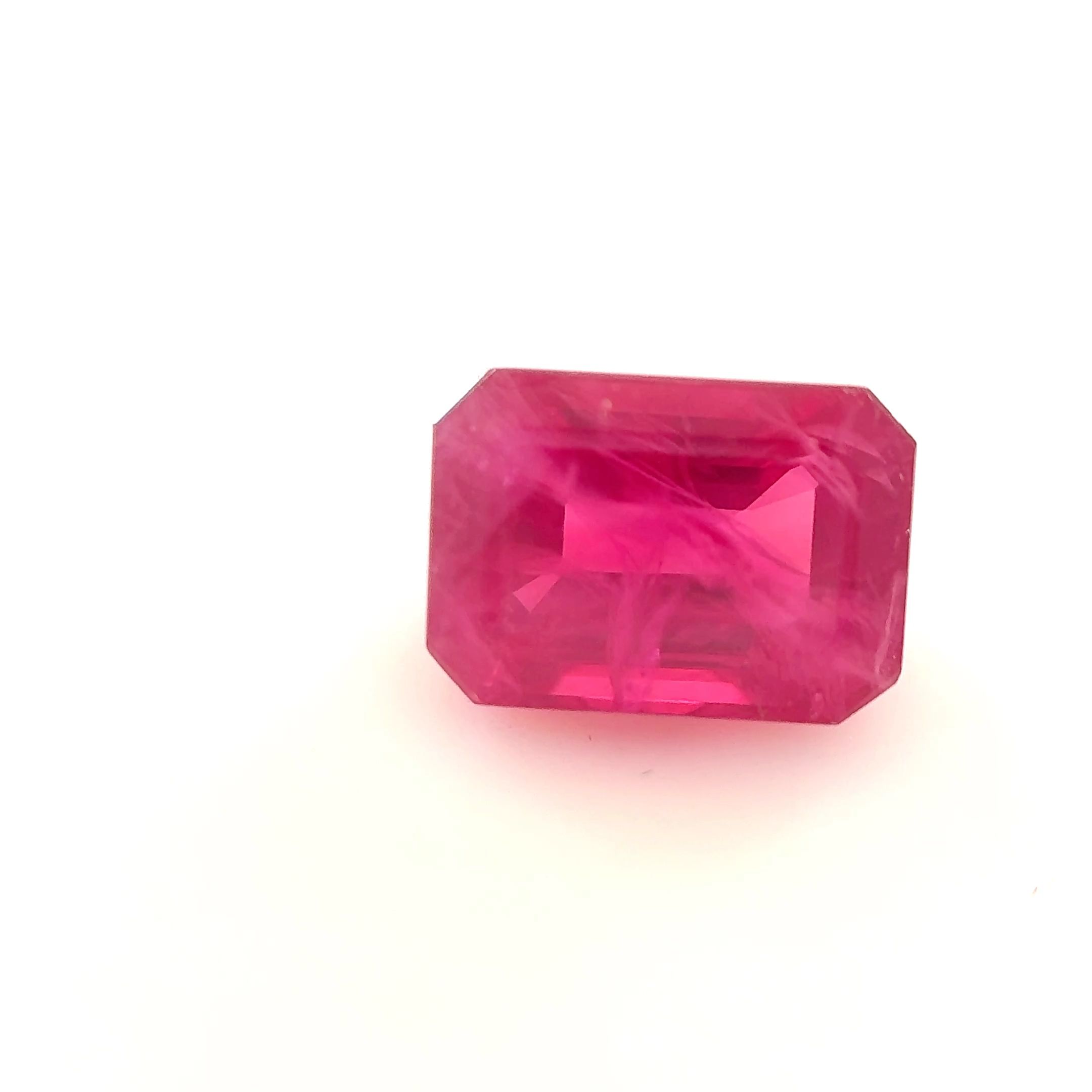 Rubin 1,22 ct, czerwony, szlif szmaragdowy