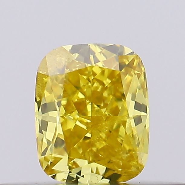 0.35 CT Fancy Vivid Yellow CUSHION BRILLIANT