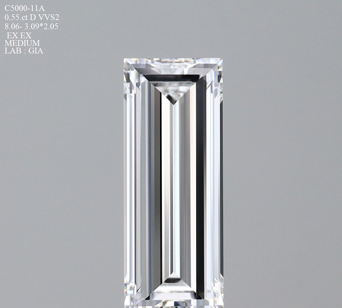 BAGUETTE 0.55ct D VVS2 – EX EX MED