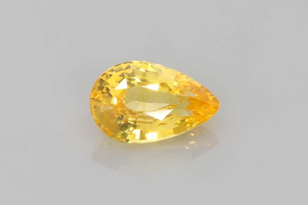Szafir 1,59 ct, żółty, szlif gruszka