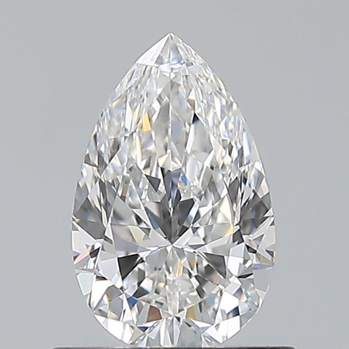 0.7-carat pear diamond with E color, null cut, and VVS1 clarity.