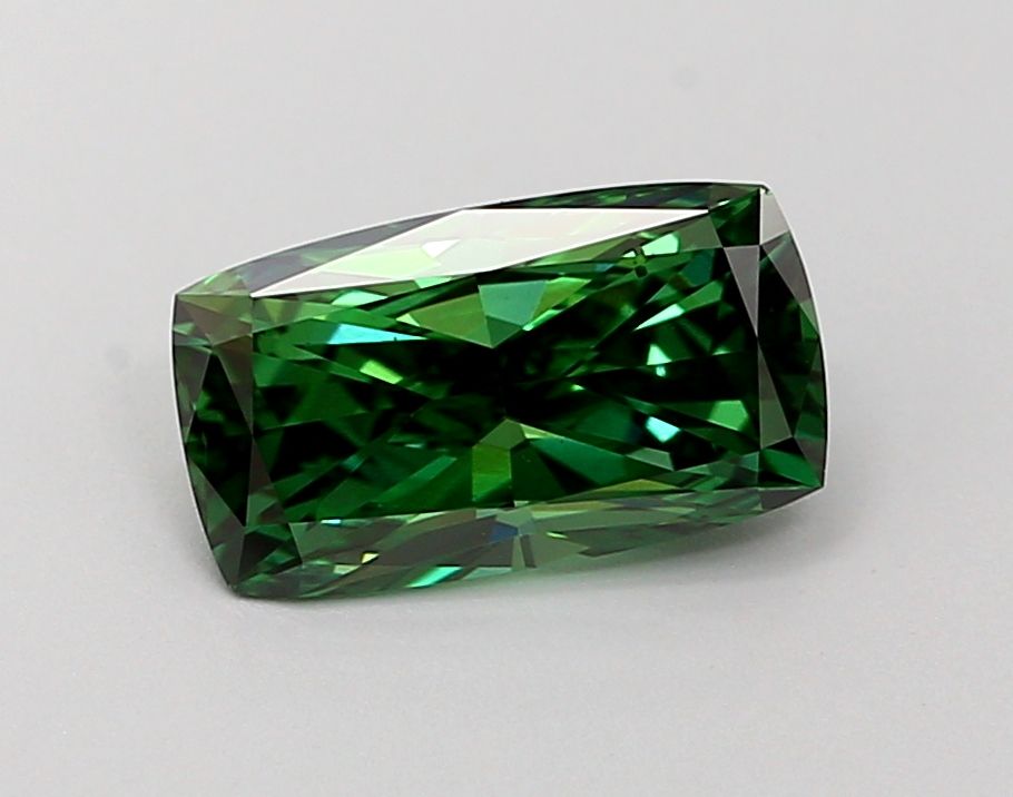 1.02 CT Fancy Vivid Green CUSHION BRILLIANT