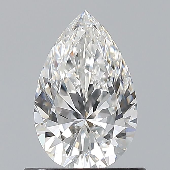 0.7-carat pear diamond with E color, null cut, and VS1 clarity.