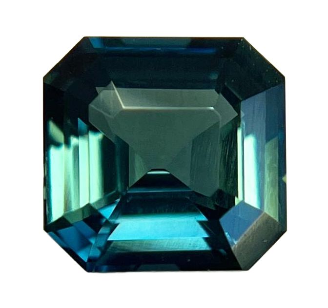 Szafir 2,54 ct, zielony, szlif szmaragdowy