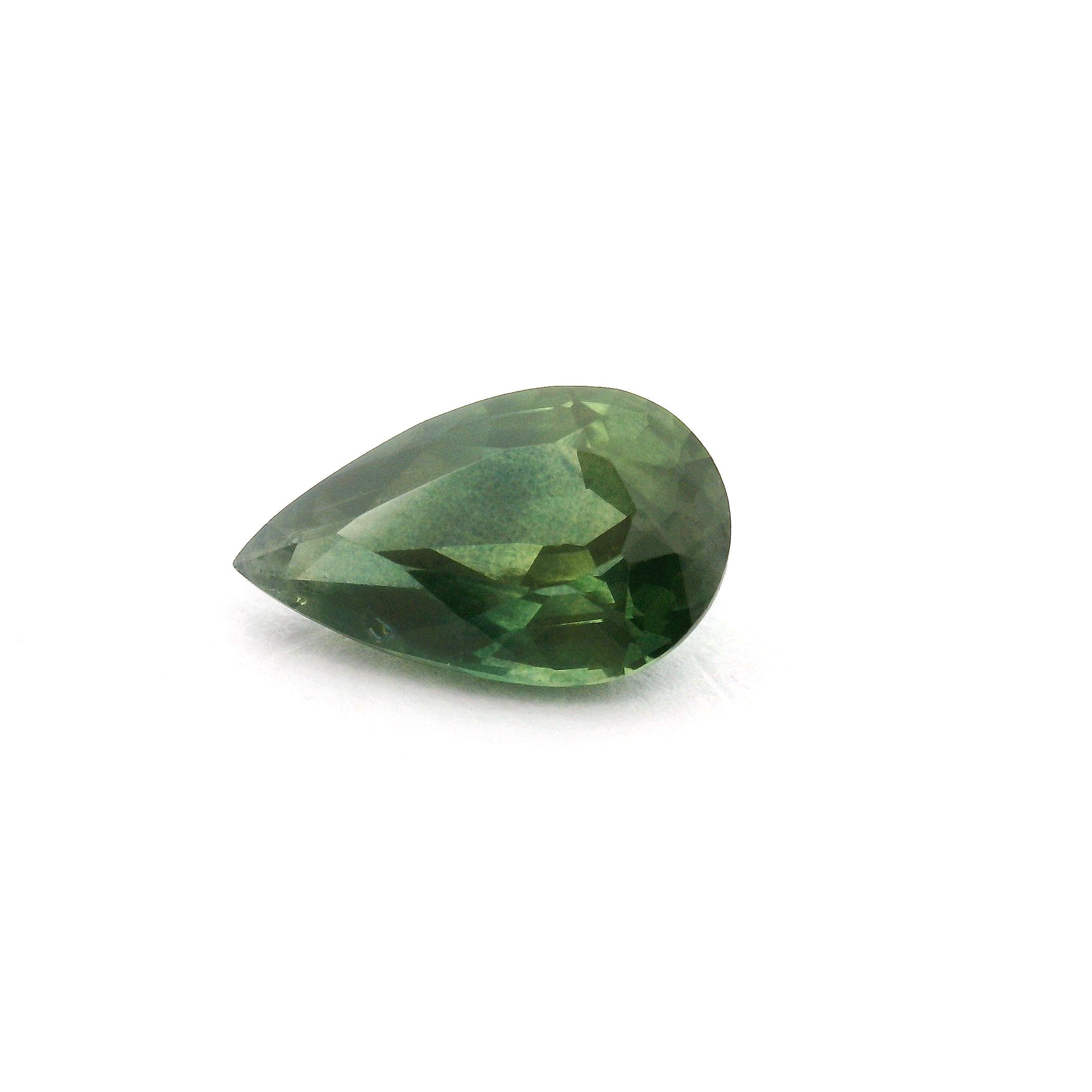 Szafir 1,93 ct, zielony, szlif gruszka