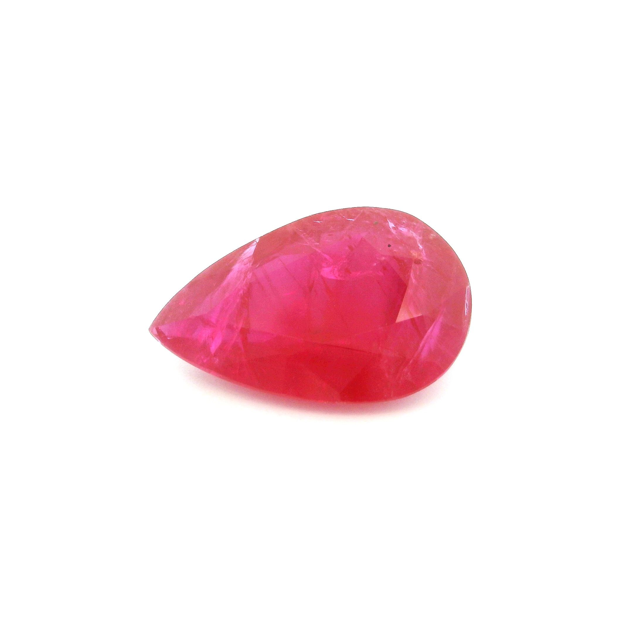 Rubin 5,30 ct, czerwony, szlif gruszka