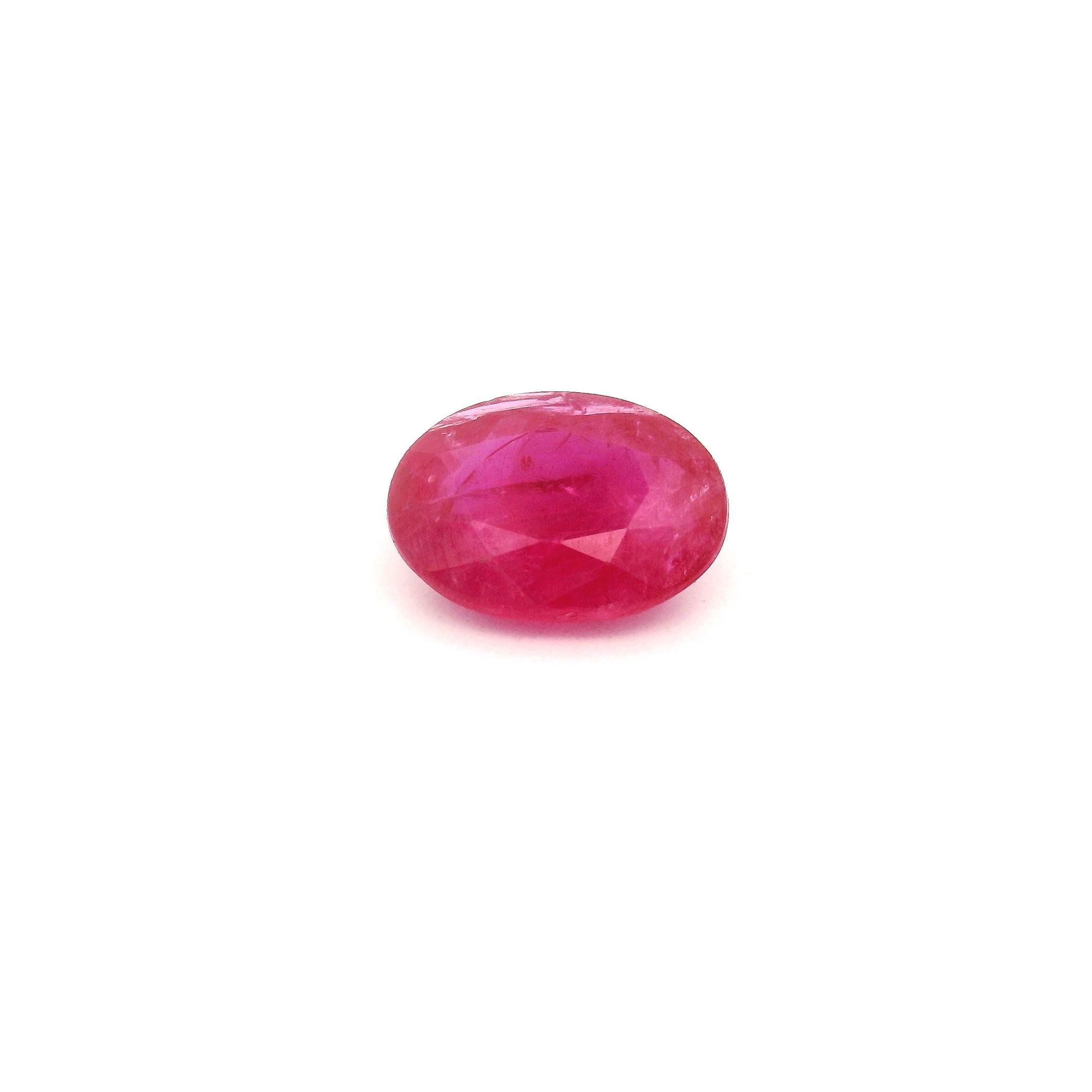Rubin 1,34 ct, czerwony, szlif owalny