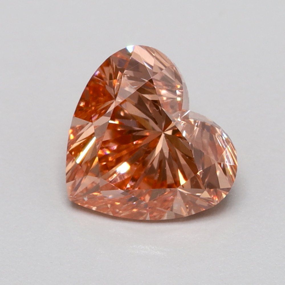 0.52 CT Fancy Vivid Pinkish Orange HEART