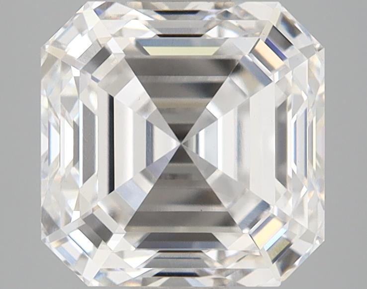 3.08-carat asscher diamond with F color, null cut, and VS1 clarity.