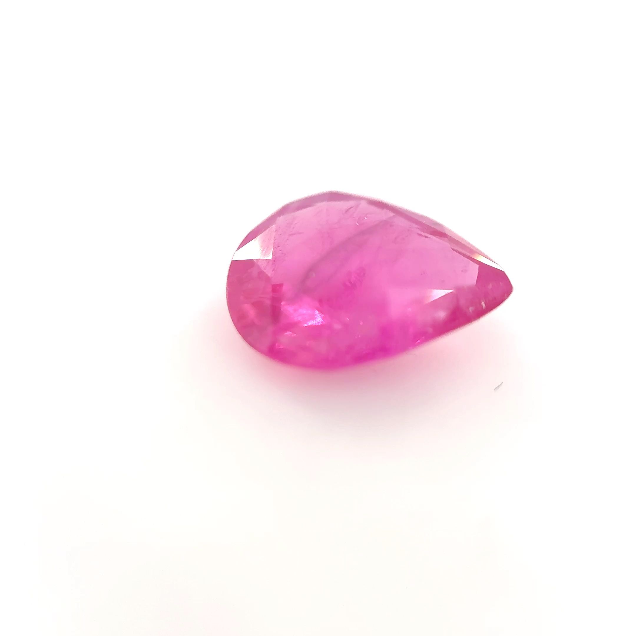 Szafir 2,22 ct, różowy, szlif gruszka