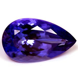 Tanzanit 28,29 ct, niebieski, szlif gruszka